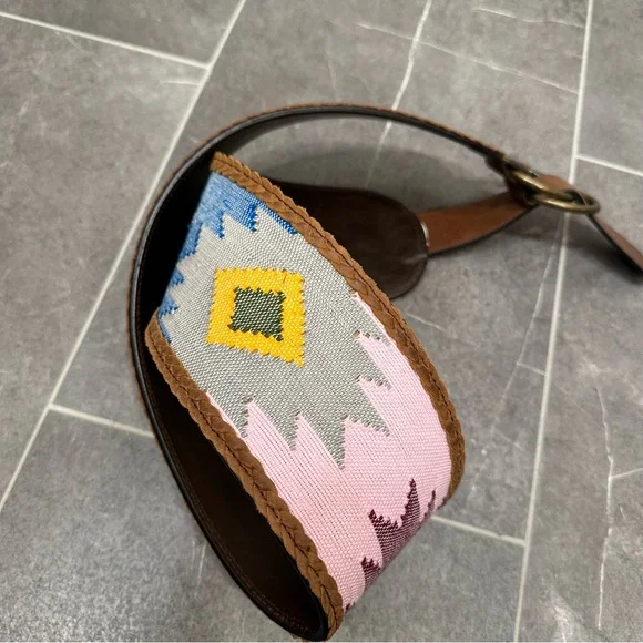 3D western belt wide boho pink leather southwest yellow purple colorful - Picture 5 of 12